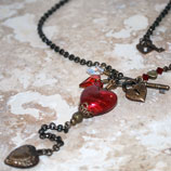 Natural Brass Murano Heart Necklace